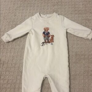 Ralph Lauren Cream One Piece with Bear and Dog Design